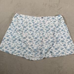 Cabana Life Swim Skirt‎ Womens 2X White Blue Sag Harbor Longer UPF 50+ NEW New